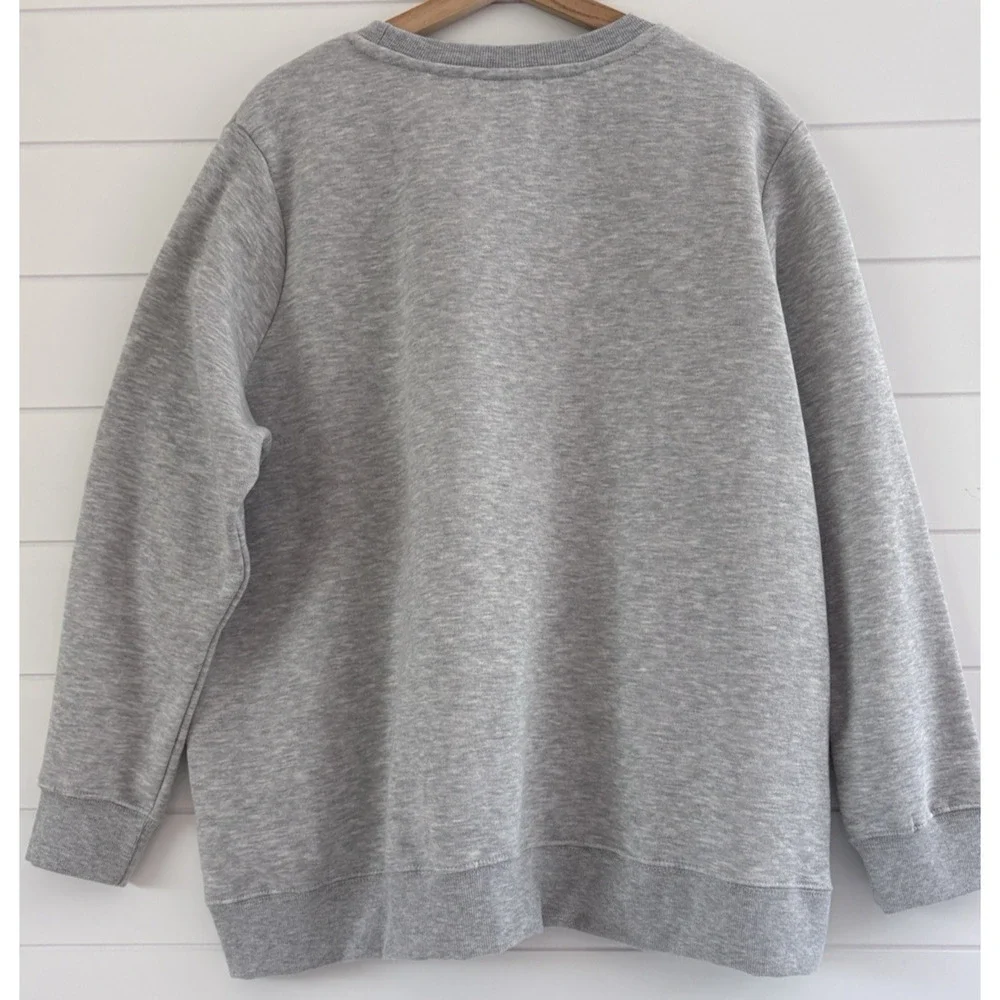 NWT Peanuts Charlie Brown Snoopy Gray Graphic Crewneck Sweatshirt Plus Size 1X - Picture 5 of 9